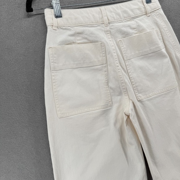 Club Monaco Jeans Womens Size 00 White Denim Wide Leg Utility High Waist Cropped - Picture 4 of 14